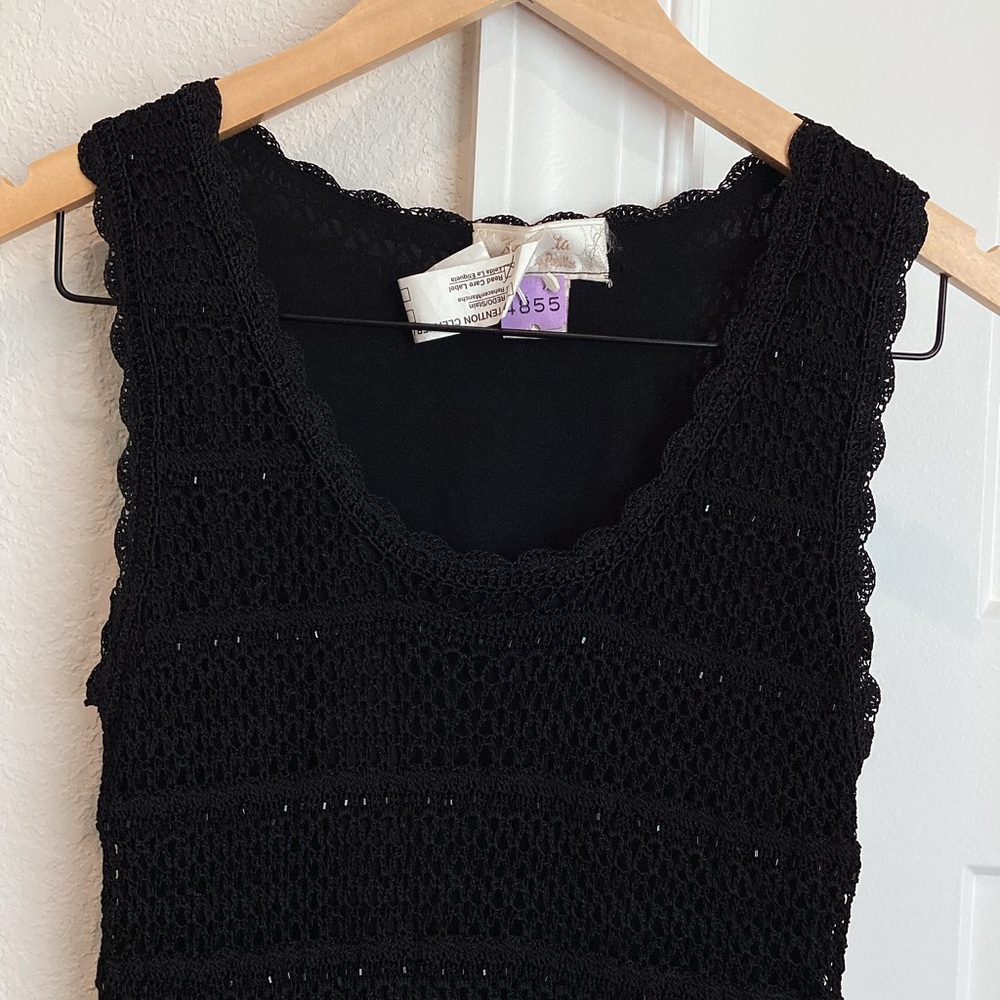 Vintage Kroshetta by Papillon Sleeveless Crochet Beaded Dress Black - Picture 2 of 12